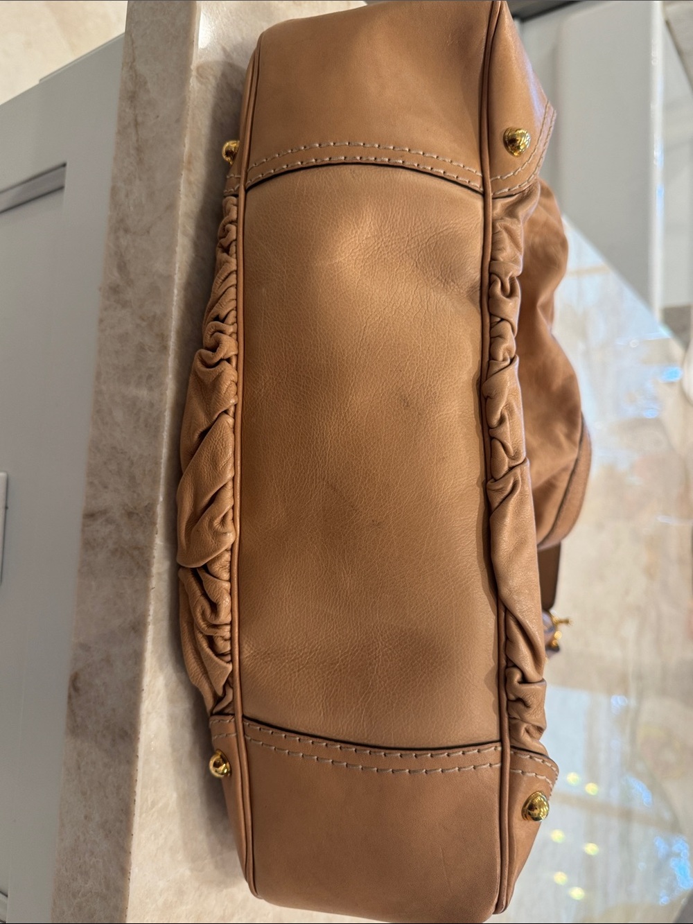 Gucci Jockey large Leather Hobo Shoulder Bag in Camel - Picture 2 of 10